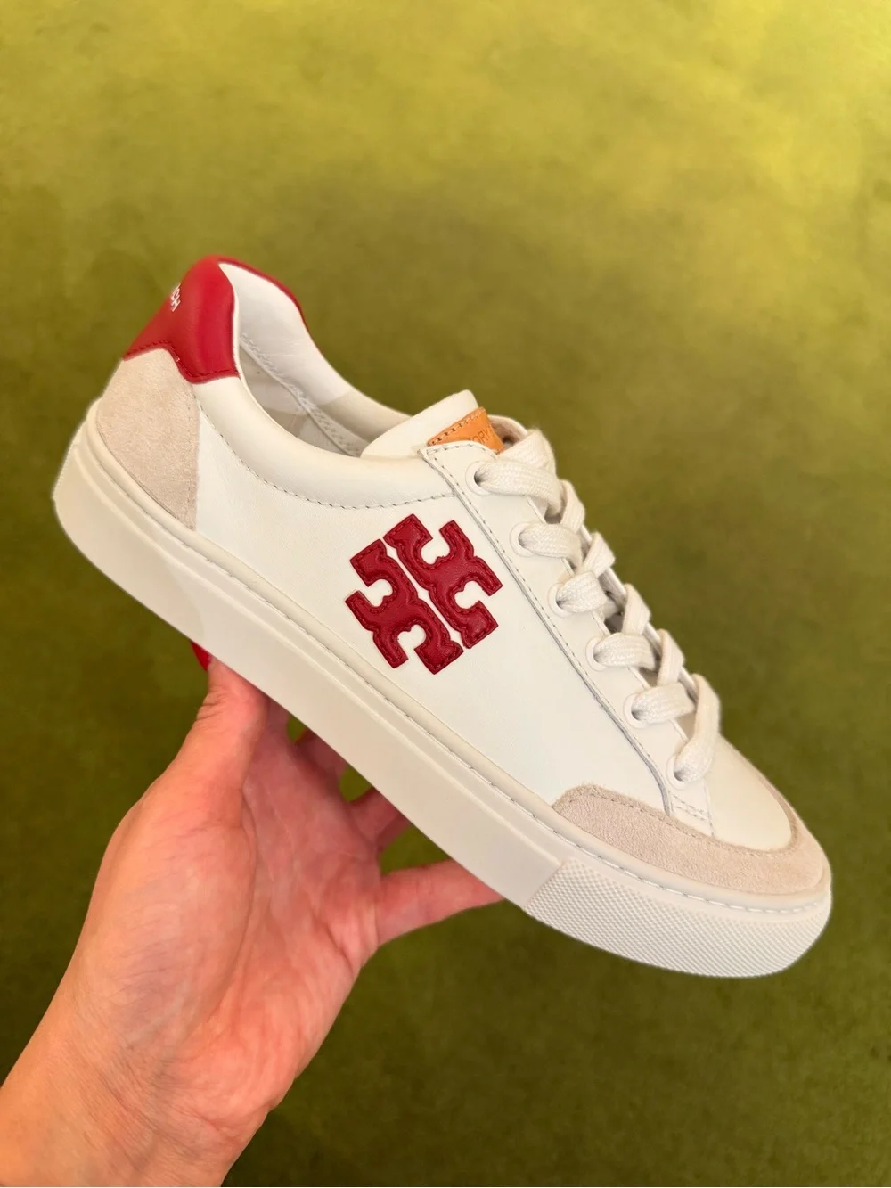 Tory Burch Color Block Sneakers, Snow White / Tory Red‎ / Calcare